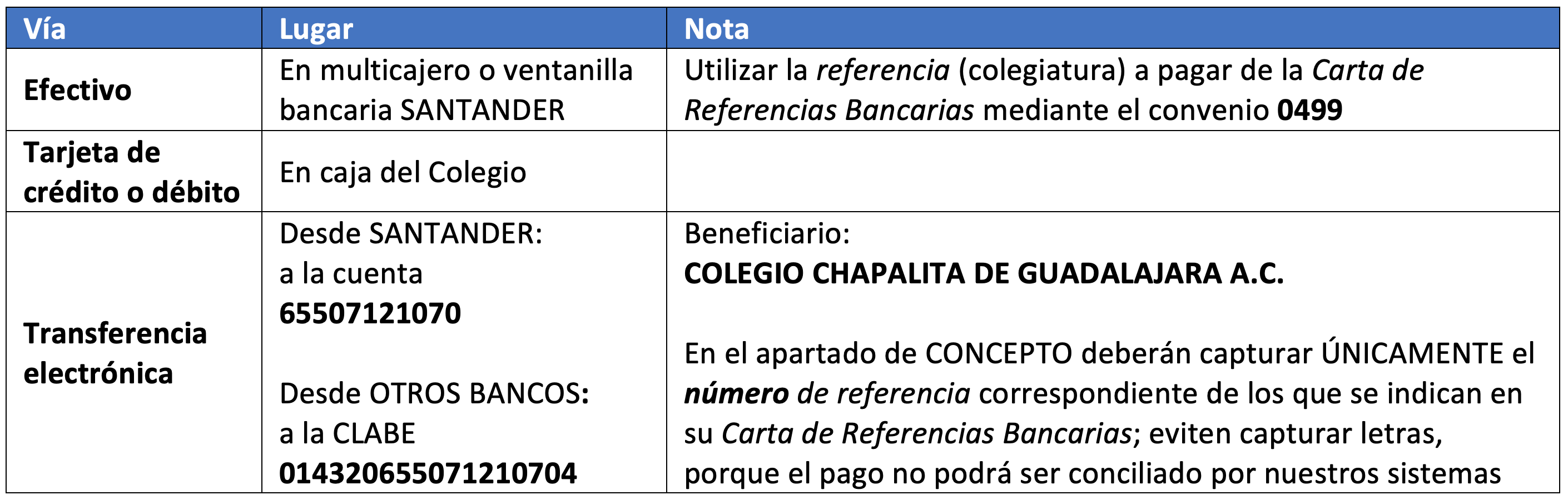 CACH Vias de Pago